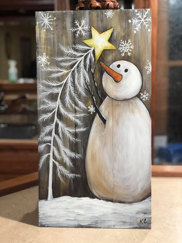 Bent Tree Snowman on Wood Pallet Painting Class, Sat., Nov. 9th, 6-8:30 ...