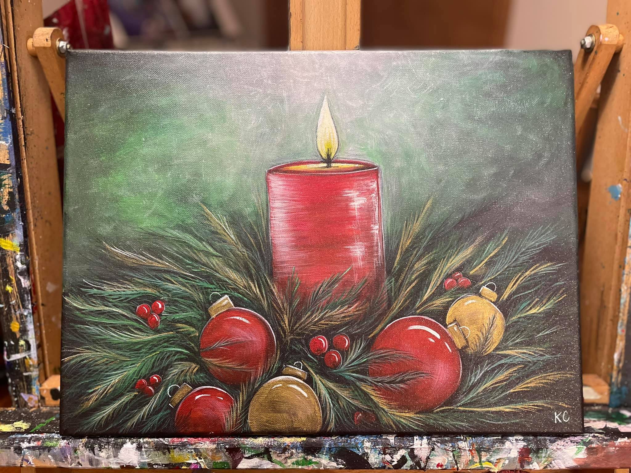 Virtual Painting Class Take Home Kit - Holiday Candle